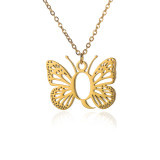 Stainless steel 26 letter hollowed out butterfly necklace
