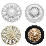 23MM Flower bird metal Pearl Rhinestones snap button charms