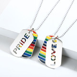 Stainless Steel Rainbow Love Pride Necklace