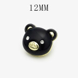 12MM love Little Bear metal Rhinestones DIY snap button charms