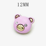 12MM love Little Bear metal Rhinestones DIY snap button charms