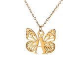 Stainless steel 26 letter hollowed out butterfly necklace