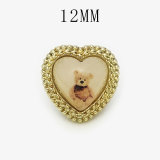 12MM love Little Bear metal Rhinestones DIY snap button charms