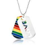 Stainless Steel Rainbow Love Pride Necklace
