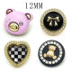 12MM love Little Bear metal Rhinestones DIY snap button charms
