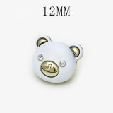 12MM love Little Bear metal Rhinestones DIY snap button charms