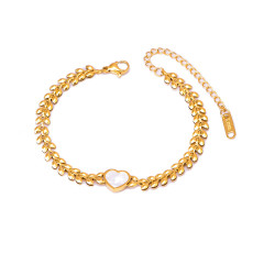 Stainless steel circular love shell bracelet