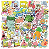 50 new anime sponge baby cute graffiti stickers for mobile phones, electric cars, water cups, computers, and ledger waterproof stickers
