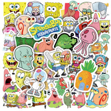 50 new anime sponge baby cute graffiti stickers for mobile phones, electric cars, water cups, computers, and ledger waterproof stickers