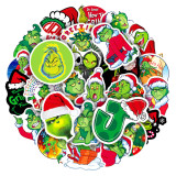 50 green fur monster Grinch graffiti stickers, luggage, laptop, electric scooter, decorative waterproof stickers