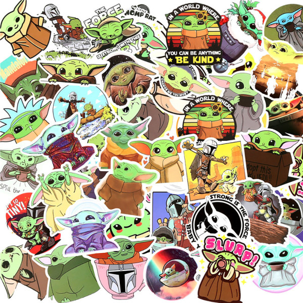 50 Manloda Yoda Baby Graffiti Stickers Guitar Skateboard Water Cup Trolley Case Decorative Waterproof Stickers