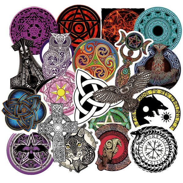 50 Vintage Matrix Totem Viking Graffiti Stickers Skateboard Guitar Cup Trolley Box Decorative Waterproof Stickers