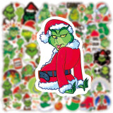 50 green fur monster Grinch graffiti stickers, luggage, laptop, electric scooter, decorative waterproof stickers