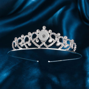 Bride Crown Wedding Dress Headwear Rhinestone Princess Hair Band Crown fit 18MM Snaps button jewelry wholesale