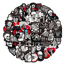50 Black and Red Skeleton Love Inspirational Graffiti Stickers Skateboard Computer Water Cup Trolley Case Waterproof Stickers