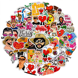 50 sheets of European and American singer bad bunny graffiti stickers, handbags, computer phones, skateboards, waterproof stickers