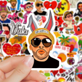 50 sheets of European and American singer bad bunny graffiti stickers, handbags, computer phones, skateboards, waterproof stickers