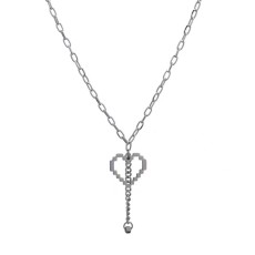 Stainless Steel Pixel Love Necklace Mosaic Love Pendant