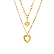 Stainless Steel Love Double Layer Necklace