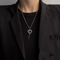 Stainless Steel Pixel Love Necklace Mosaic Love Pendant