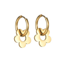 Stainless steel flower love earrings