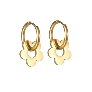 Stainless steel flower love earrings