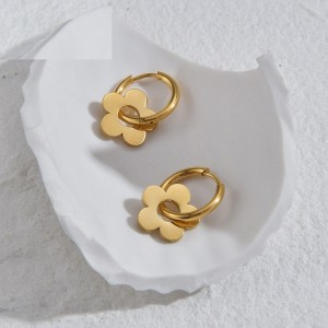 Stainless steel flower love earrings