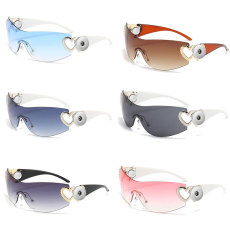 Heart to heart sunglasses Y2K ins love sunglasses all-in-one sunglasses fit 20MM Snaps button jewelry wholesale