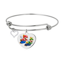 Stainless Steel Adidas Cartoon Anime Mario  bad bunny Harley Adjustable Bracelet