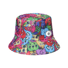 Cartoon Little Yellow Duck Holiday Anime Fisherman Hat Sunshade Sun Hat Pot Hat fit 20MM Snaps button jewelry wholesale