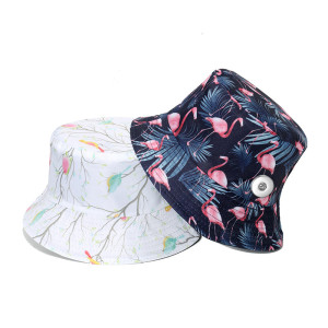 Branch Bird Flamingo Print Pot Hat Fisherman Hat fit 20MM Snaps button jewelry wholesale