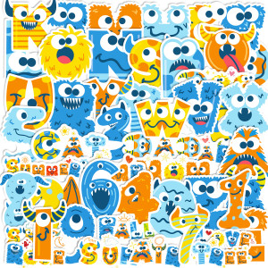 50 digital letter children's training puzzle stickers DIY English letter digital animal mix and match waterproof stickers