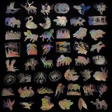 100 Transparent Laser Stickers Dream Forest Sticker Pack Dual Color Laser Gold PET Sticker Pack DIY