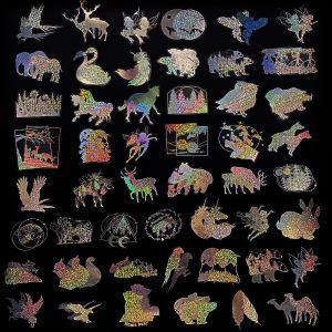 100 Transparent Laser Stickers Dream Forest Sticker Pack Dual Color Laser Gold PET Sticker Pack DIY