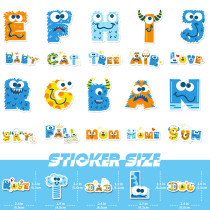 50 digital letter children's training puzzle stickers DIY English letter digital animal mix and match waterproof stickers
