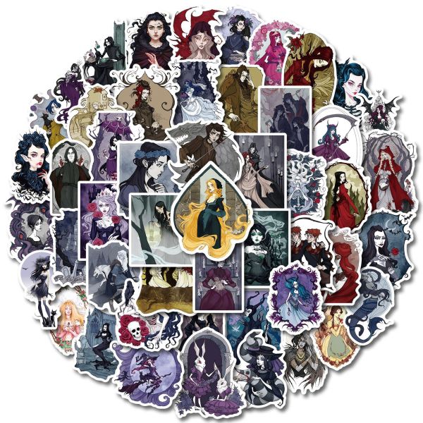 50 Black Fairy Tale Series Dark Wind Stickers Luggage Box Black Creative Personalized Body Sticker Waterproof Sticker