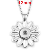 Sunflower Flower Butterfly cross Necklace 46cm chain fit 12MM chunks snaps jewelry
