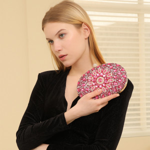 Hand held banquet bag filled with rhinestones and sunflowers banquet bag
