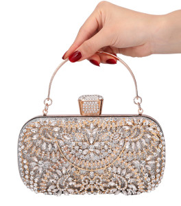 Dinner bag, handbag, diamond inlaid dress, evening dress, women's bag