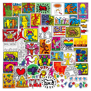 50 pieces of Street art graffiti Keith Haring personalized suitcase keith haring waterproof sticker