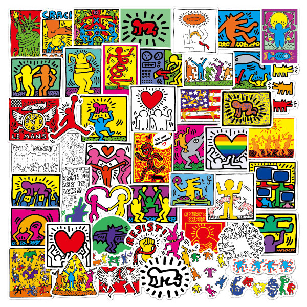 50 pieces of Street art graffiti Keith Haring personalized suitcase keith haring waterproof sticker