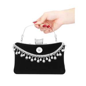 Women's handbag with diamond inlaid dinner bag, banquet party handbag, dress and evening bag fit 20MM Snaps button jewelry wholesale