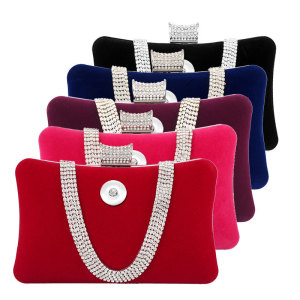 Women's handbag with diamond inlaid dinner bag, banquet party handbag, dress and evening bag fit 20MM Snaps button jewelry wholesale