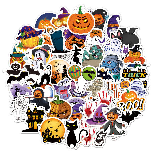 50 cartoon graffiti Halloween decoration skateboard luggage pumpkin waterproof stickers