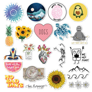 56 pieces of non repeating cartoon landscape animal graffiti pull rod luggage with water cup waterproof sticker