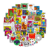 50 pieces of Street art graffiti Keith Haring personalized suitcase keith haring waterproof sticker