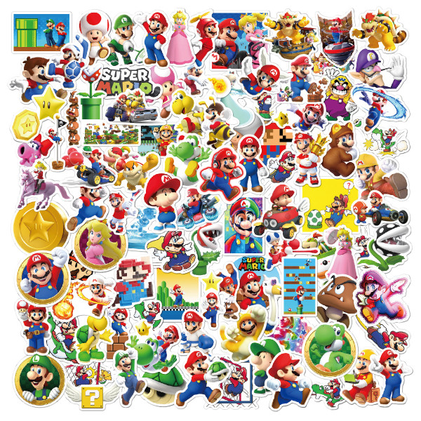100 Mario cartoon graffiti stickers Mary personality trolley case water cup computer waterproof stickers