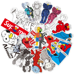 23 KAWS Sesame Street Cartoon Trendy Brands Personalized Luggage Large Size Waterproof Stickers