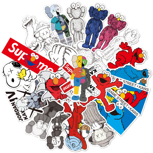 23 KAWS Sesame Street Cartoon Trendy Brands Personalized Luggage Large Size Waterproof Stickers