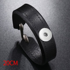 20CM 21.5CM Simple and versatile S-hook leather bracelet fit 20MM Snaps button jewelry wholesale